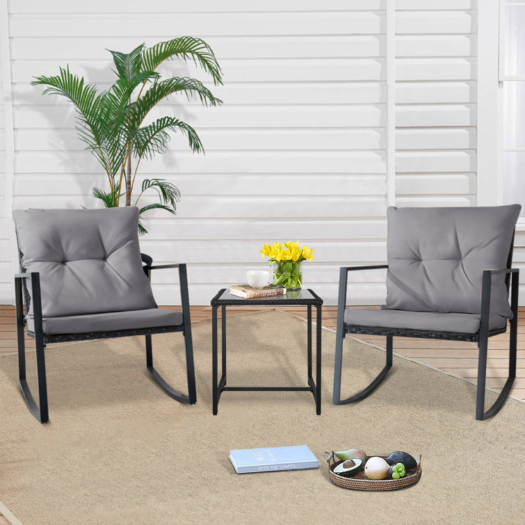 Kinzie outdoor 3 piece bistro outlet set with cushions